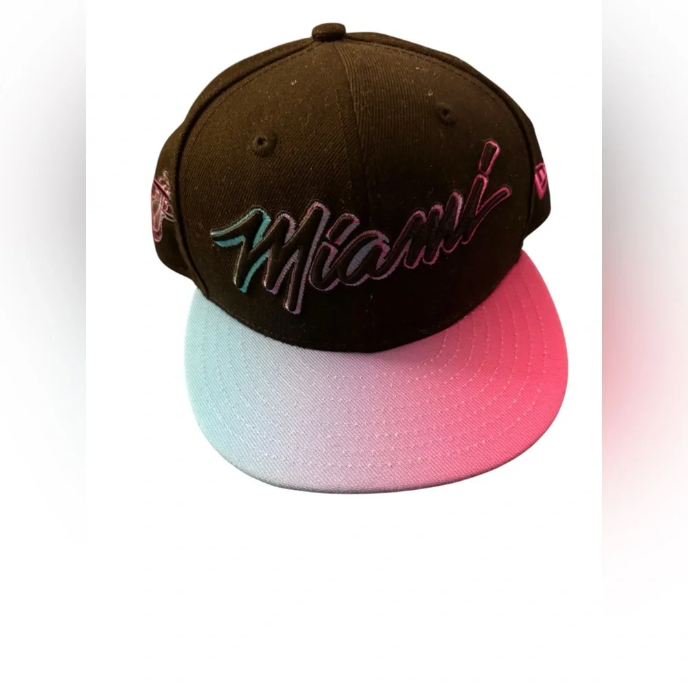 Miami Heat Youth Hat Vice Versa in Black with Pink and Purple
